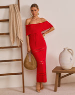 Red % Siena Sun Strapless Knit Maxi Dress-6