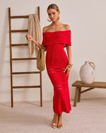 Red % Siena Sun Strapless Knit Maxi Dress-5