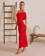 Red % Siena Sun Strapless Knit Maxi Dress-3