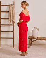 Red % Siena Sun Strapless Knit Maxi Dress-4