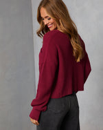Dark Rose % Kerry Relaxed Long Sleeve Sweater Top-4