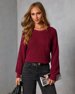 Dark Rose % Kerry Relaxed Long Sleeve Sweater Top-6