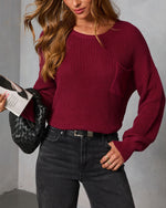 Dark Rose % Kerry Relaxed Long Sleeve Sweater Top-5