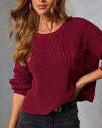 Dark Rose % Kerry Relaxed Long Sleeve Sweater Top-1