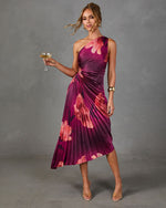 Modern Day Glam Printed One Shoulder Asymmetrical Maxi Dress