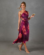 Modern Day Glam Printed One Shoulder Asymmetrical Maxi Dress