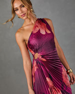 Modern Day Glam Printed One Shoulder Asymmetrical Maxi Dress