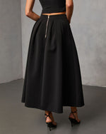 Velmira Pleated Flare Midi Skirt