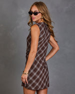 Wendell Plaid Mock Neck Mini Dress