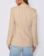 Taupe % Sandy Linen Pocketed Blazer-4