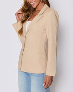 Taupe % Sandy Linen Pocketed Blazer-3