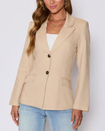 Taupe % Sandy Linen Pocketed Blazer-2