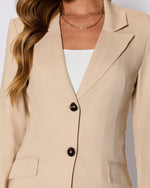 Taupe % Sandy Linen Pocketed Blazer-6