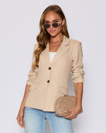Taupe % Sandy Linen Pocketed Blazer-5