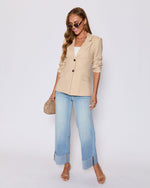 Taupe % Sandy Linen Pocketed Blazer-1