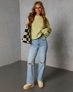 Green % Snoozy Sundays Contrast Knit Trim Sweater-6