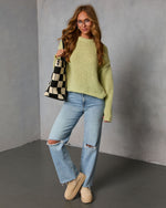 Green % Snoozy Sundays Contrast Knit Trim Sweater-2