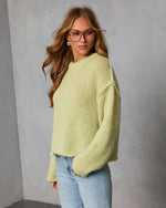 Green % Snoozy Sundays Contrast Knit Trim Sweater-3