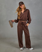 Espresso Ease Drawstring Mid Rise Scuba Pants