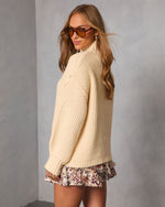 Cream % Cozy Slay Knit Mock Neck Sweater-4