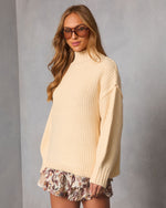 Cream % Cozy Slay Knit Mock Neck Sweater-3