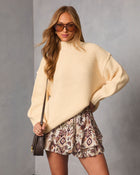 Cream % Cozy Slay Knit Mock Neck Sweater-1