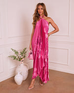 Sunset Sips Halter Plisse Maxi Dress