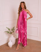 Sunset Sips Halter Plisse Maxi Dress