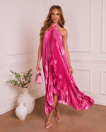 Sunset Sips Halter Plisse Maxi Dress