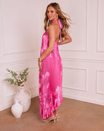 Sunset Sips Halter Plisse Maxi Dress