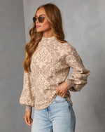 Sienna Fold Printed Turtleneck Sweater