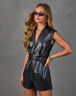 Valora Vegan Leather Belted Romper