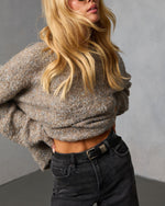 Dilone Curled Knit Crew Neck Sweater