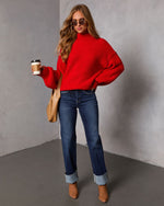 Red % Cozy Slay Knit Mock Neck Sweater-2