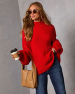 Red % Cozy Slay Knit Mock Neck Sweater-5