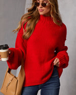 Red % Cozy Slay Knit Mock Neck Sweater-6