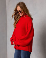 Red % Cozy Slay Knit Mock Neck Sweater-3