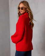 Red % Cozy Slay Knit Mock Neck Sweater-4