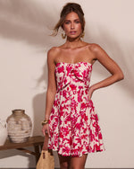 Veyra Strapless Tropical Print Mini Dress