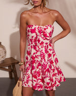 Veyra Strapless Tropical Print Mini Dress