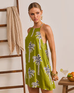 Polished Wave Palm Print Mini Shift Dress