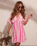 Limah Abstract Striped Kimino Mini Dress