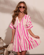 Limah Abstract Striped Kimino Mini Dress