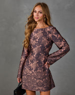 Midnight Petals Satin Floral Lace Mini Dress