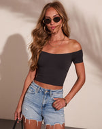 Gigi Off The Shoulder Ribbed Crop Top
