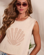 Tide Treasure Knit Graphic Seashell Tank Top