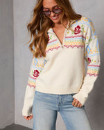 Snowy Delight Fair Isle Quarter Zip Sweater