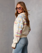 Snowy Delight Fair Isle Quarter Zip Sweater