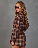 Turning Season Cotton Plaid Waist Tie Romper