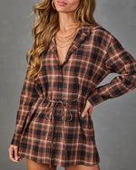 Turning Season Cotton Plaid Waist Tie Romper